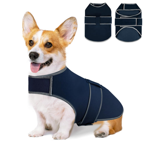 Uadonile Dog Anxiety ShirtDog Anxiety Jacket Calming Vest for ThunderstormTravelSeparation Calming Coat Wrap for Dogs Pet Stress Relief Anxiety Jacket (Dark Blue Medium)